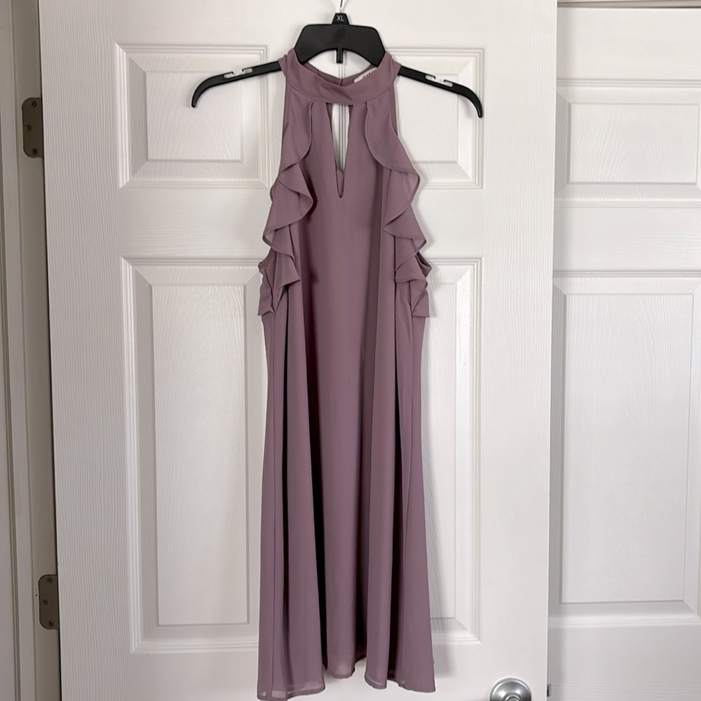 GLAMOROUS RUFFLE MINI DRESS in Plum Size Medium